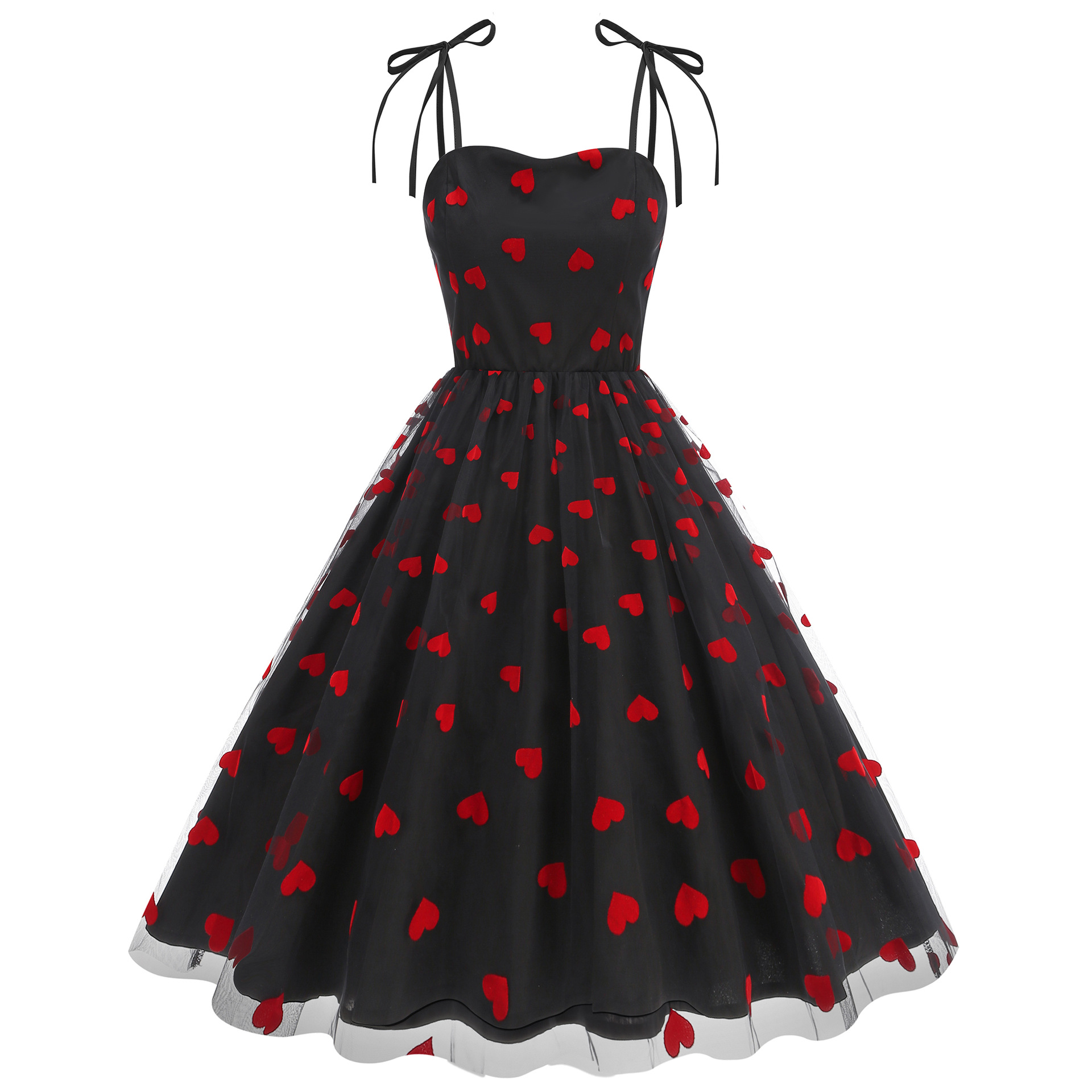 New Strapless Dress With Embroidered Lace Black Heart - Shop at LoveMi