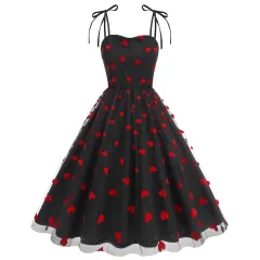New Strapless Dress With Embroidered Lace - Black Heart - View 1