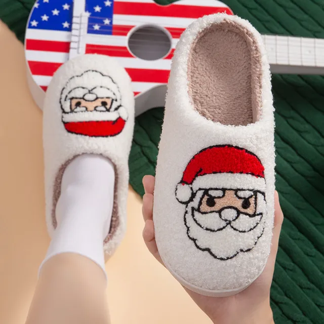 Christmas Home Slippers Indoor Soft Bottom Mute Warm White - Shop at LoveMi