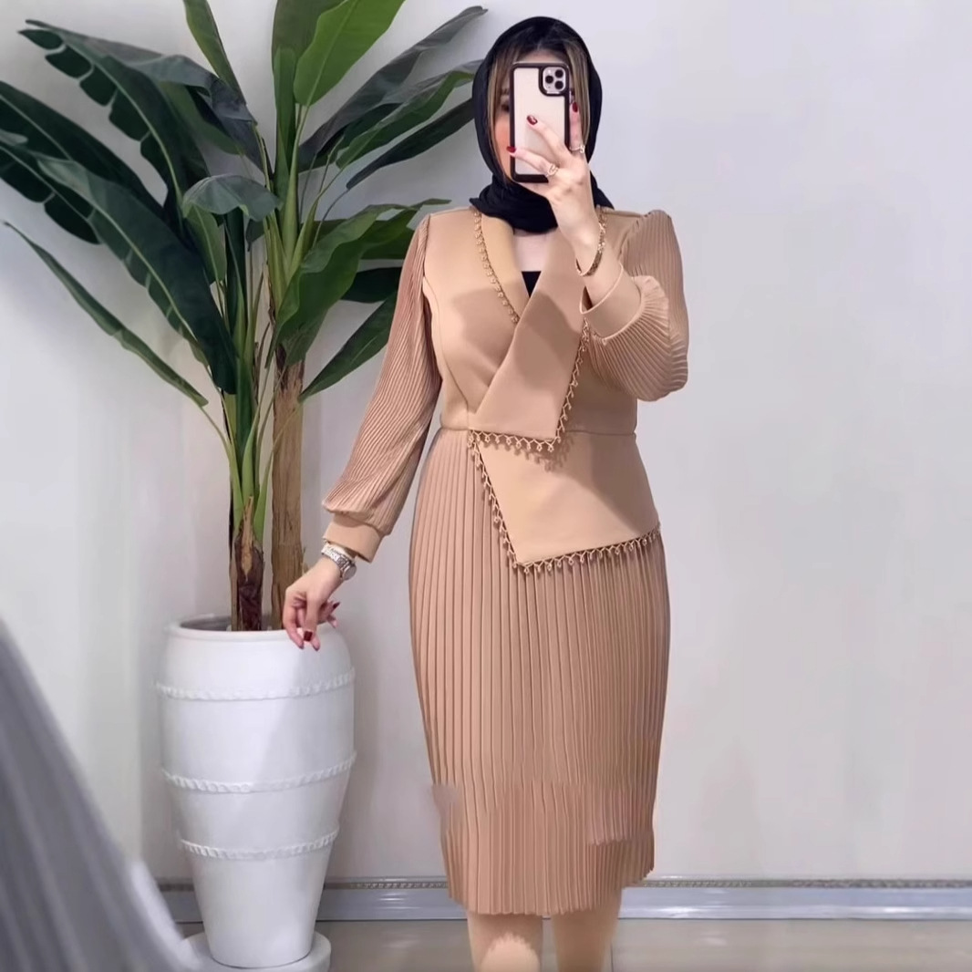 V-neck Design Versatile Knitting Suit