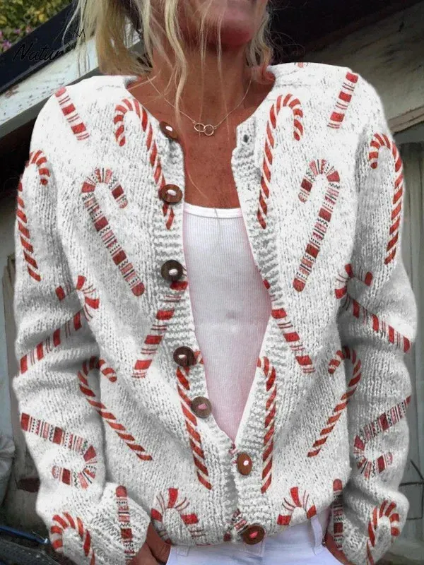 New Women's Autumn And Winter Style Loose 3D Printed Knitted Cardigan Sweater 11 Style S - Shop at LoveMi