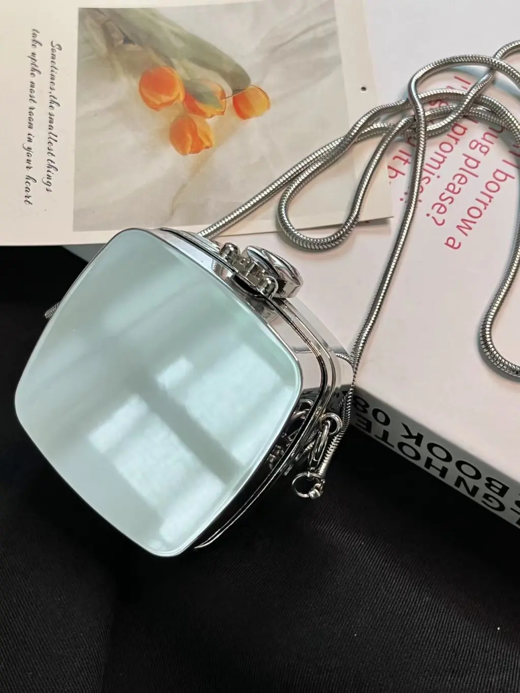 Mini Acrylic Round Cake Small Bag Female Fashion Small Cosmetic Bag - Silver