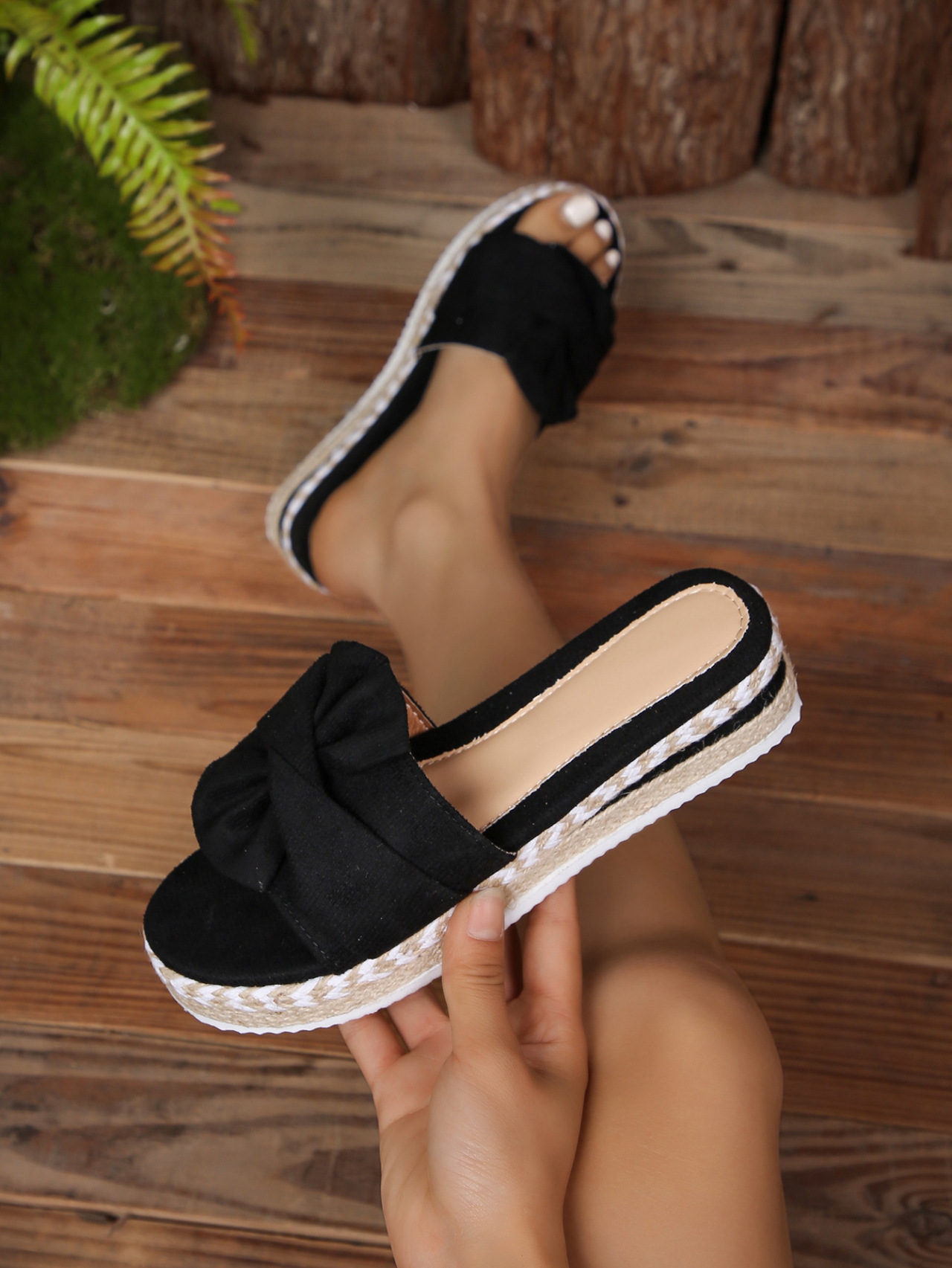 Women's Jute Rope Slippers - Sole View - Sarah Express