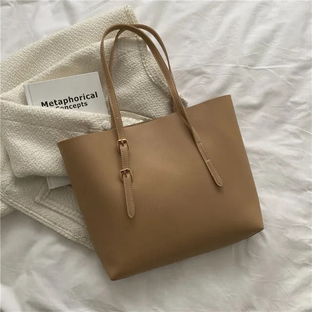 Commuter Bag Work One shoulder Bucket Bag Autumn And Winter Vintage Tote Bag Khaki - Shop at LoveMi