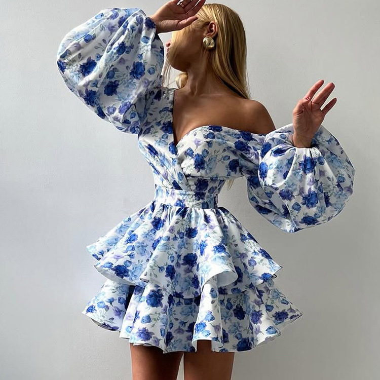 Puff-Sleeve A-Line Mini Dress