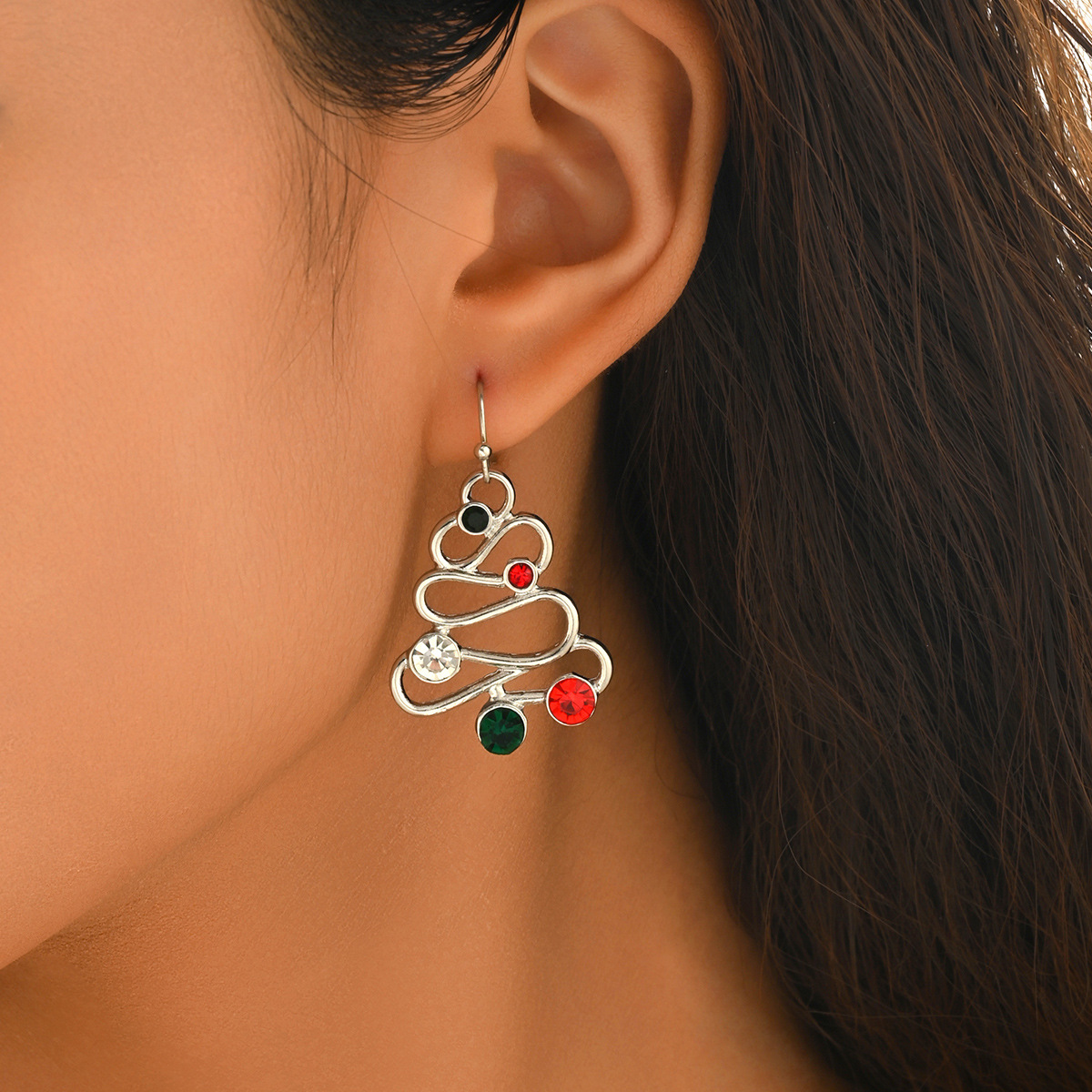 Fashionable Minimalist Geometric Spiral Christmas Tree Stud Earrings