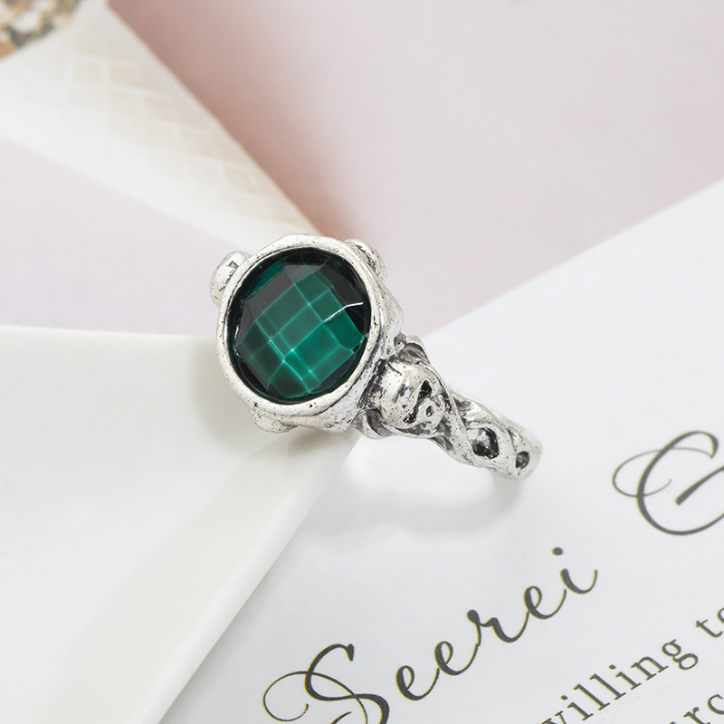 Emerald Ring Captain Jack Death Bird Skull Ring