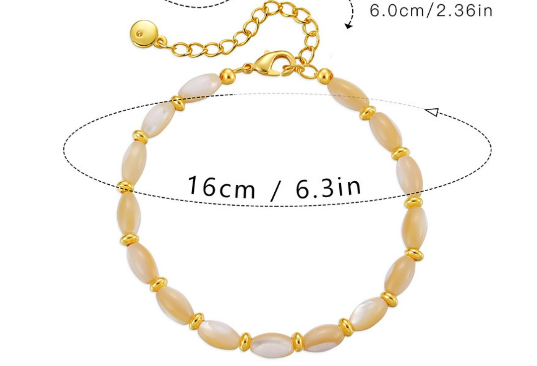 Summer New Natural Shell Pearls Beige Elegant Gold Plated 18K Real Gold Bracelet