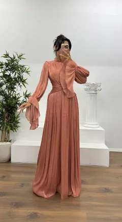 French Elegant Waist-wrapped Dress - Rouge Colour - View 1