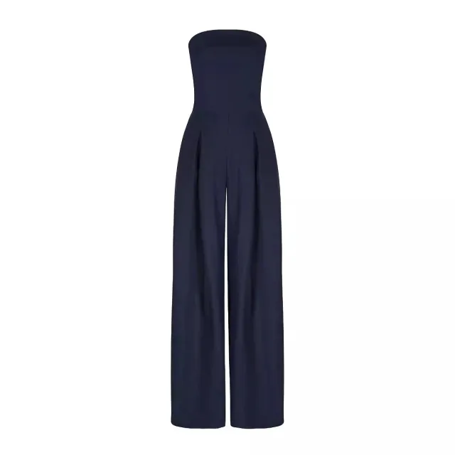 Casual Backless Slim Fit Smocking Temperament Jumpsuit Navy Blue - Shop at LoveMi