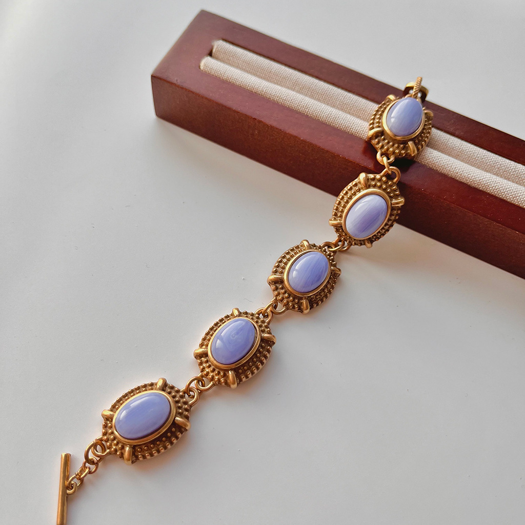 Gold-Plated Stone Necklace and Bracelet Set, picture 9 of 10