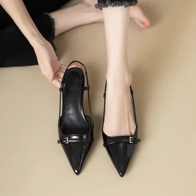 Retro Style Middle Heel Fine Heel Hollow Back Shoes Outdoor Sandals Black - Shop at LoveMi