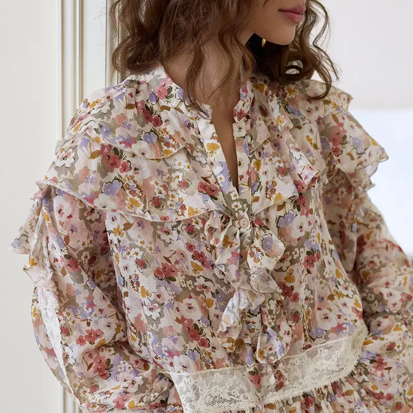 French-style Chic And Sophisticated Printed Shirt