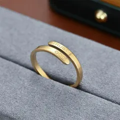 TRUST GOD Engraved Inspirational Stainless Steel Ring - Gold - View 1