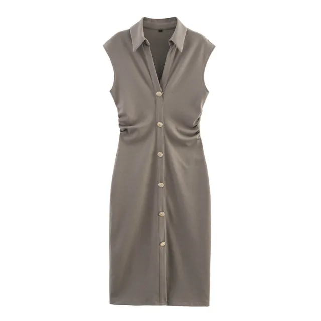 Asymmetric Skirt Fashion Simple Black Shirt Dress Khaki - Shop at LoveMi
