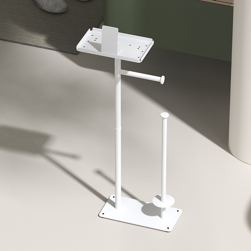 Toilet Tissue Holder Floor Type Roll Stand Toilet Brush Rack
