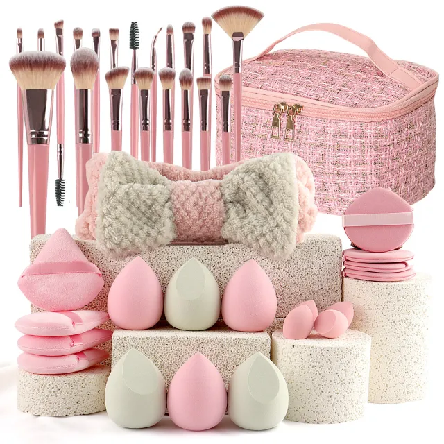 40 piece Beauty Tool Belt Travel Cosmetic Bag 40Pc Pink Classic Style - Shop at LoveMi