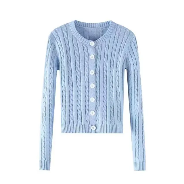 Retro Twist Knitted Cardigan Sweater Single breasted Casual Coat Blue - Shop at LoveMi