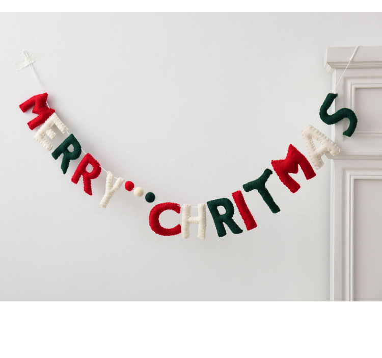 Title 7, Christmas Hanging Flag Bunting Wool Felt