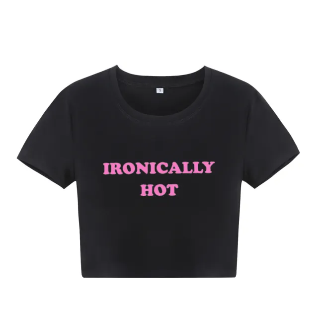 Letter Sexy Navel Short Short Sleeve T shirt Top Black - Shop at LoveMi