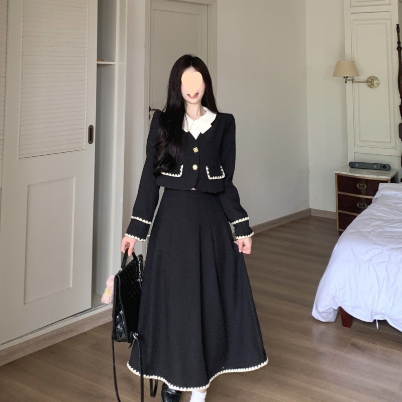 Hepburn Style Top Elegant White Skirt Suit Women