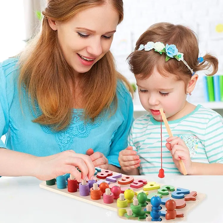 Children's Wooden Early Education Puzzle Four-in-one Digital