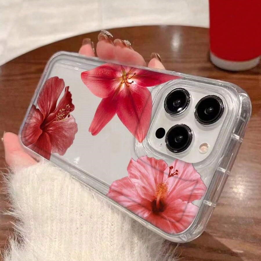 Red Hibiscus Rosa-sinensis Applicable Airbag Trend Phone Case - Image 4
