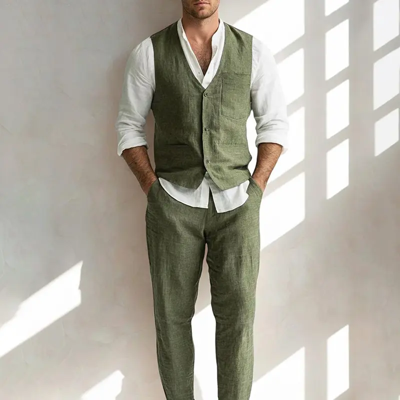 New AutumnWinter Mens Retro-Style Button Vest Jacket