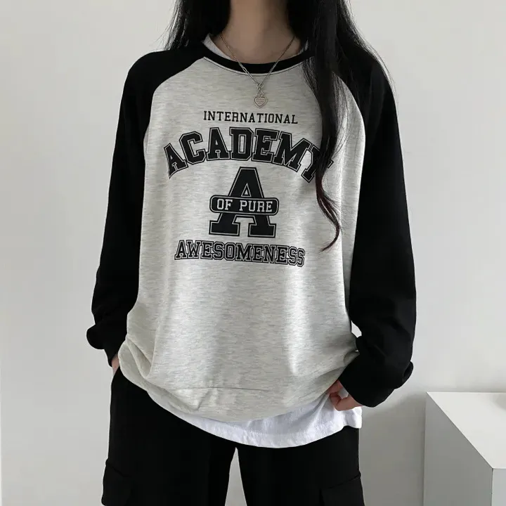 Women's Patchwork Pattern Sweater Springautumnwinter Korean Style Fleece-lined - Gray