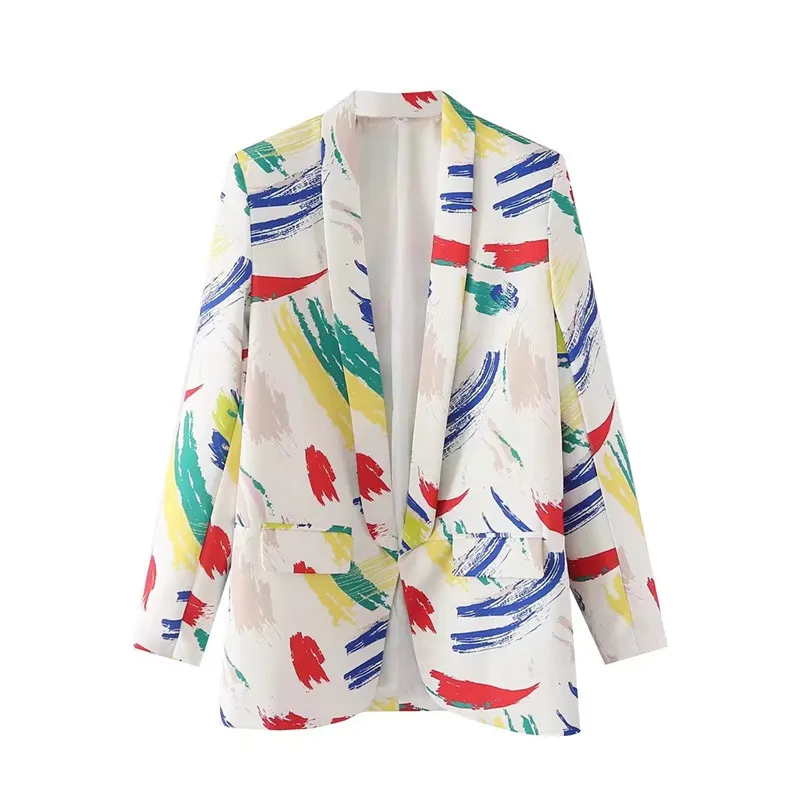 Casual Hipster Graffiti Printing Suit Jacket - Color