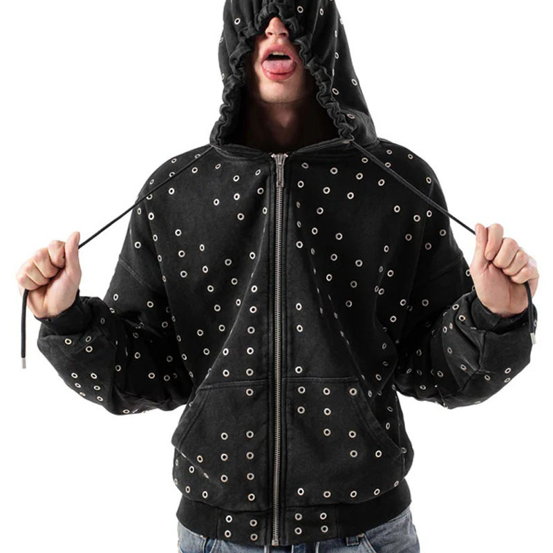 Rivet-studded Pullover For Couples Street-style Punk Hoodie