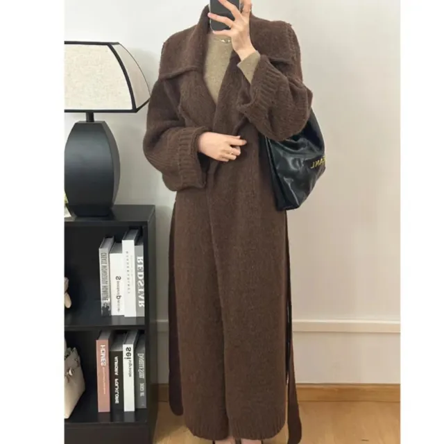 Autumn And Winter Mohair Knitted Coat For Women Coffee - Shop at LoveMi