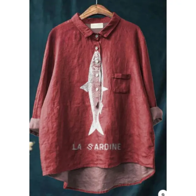 Loose Printed Crew Neck Casual Plus Size Women's Shirt Zcs279 - Shop at LoveMi