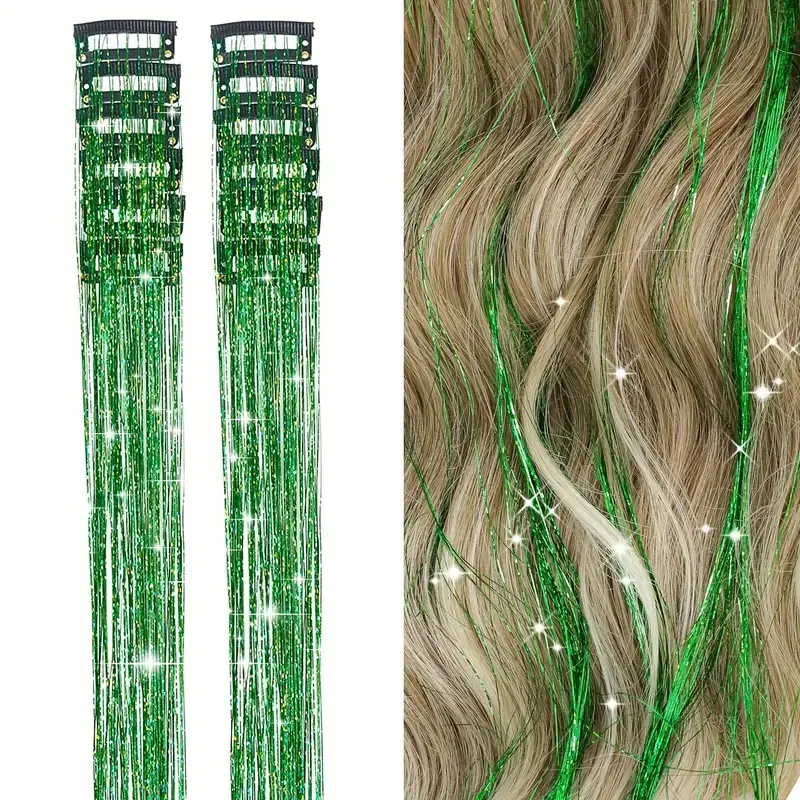 Laser-thread Colorful Shiny Seamless Hair Extensions