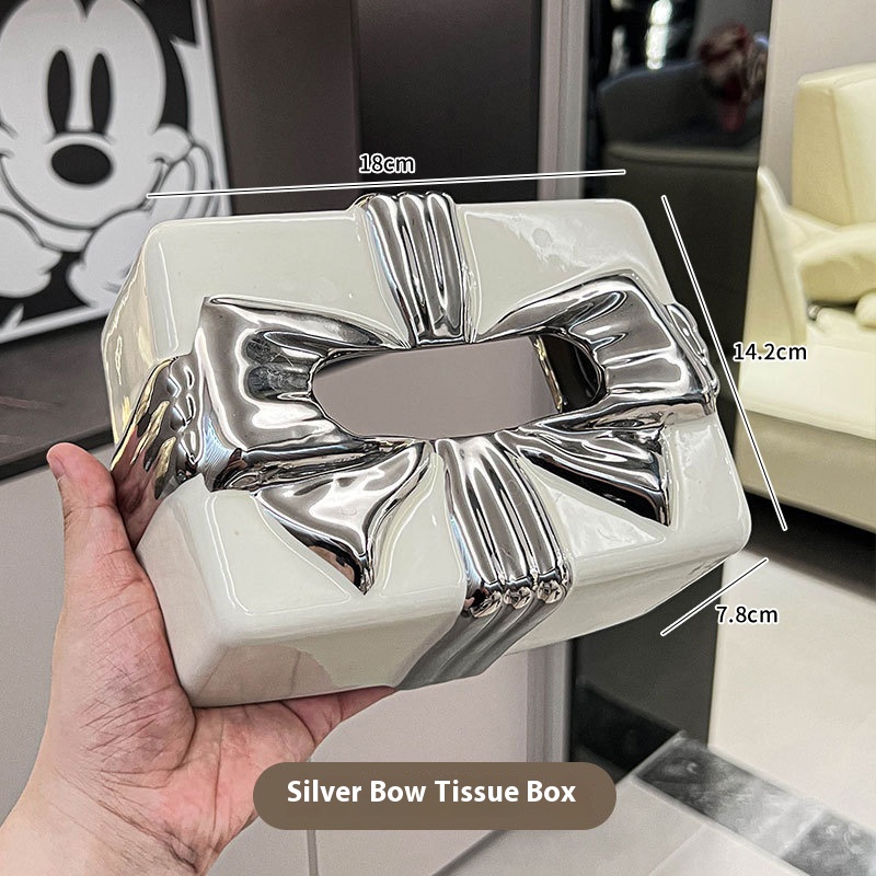 Bow Tissue Box White