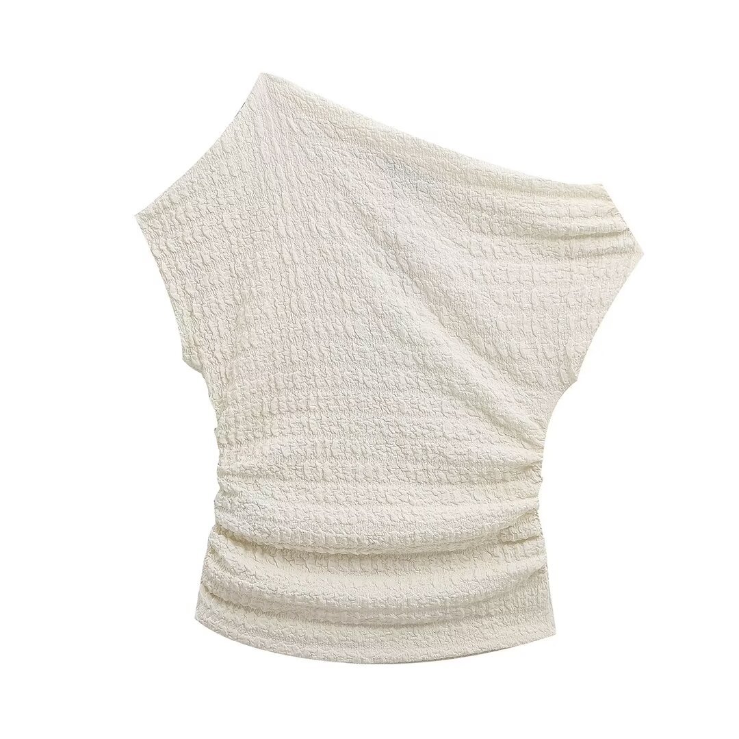 New Pullover Diagonal Collar Sleeveless Asymmetric Top Loose Casual Trousers Knitting Suit Women