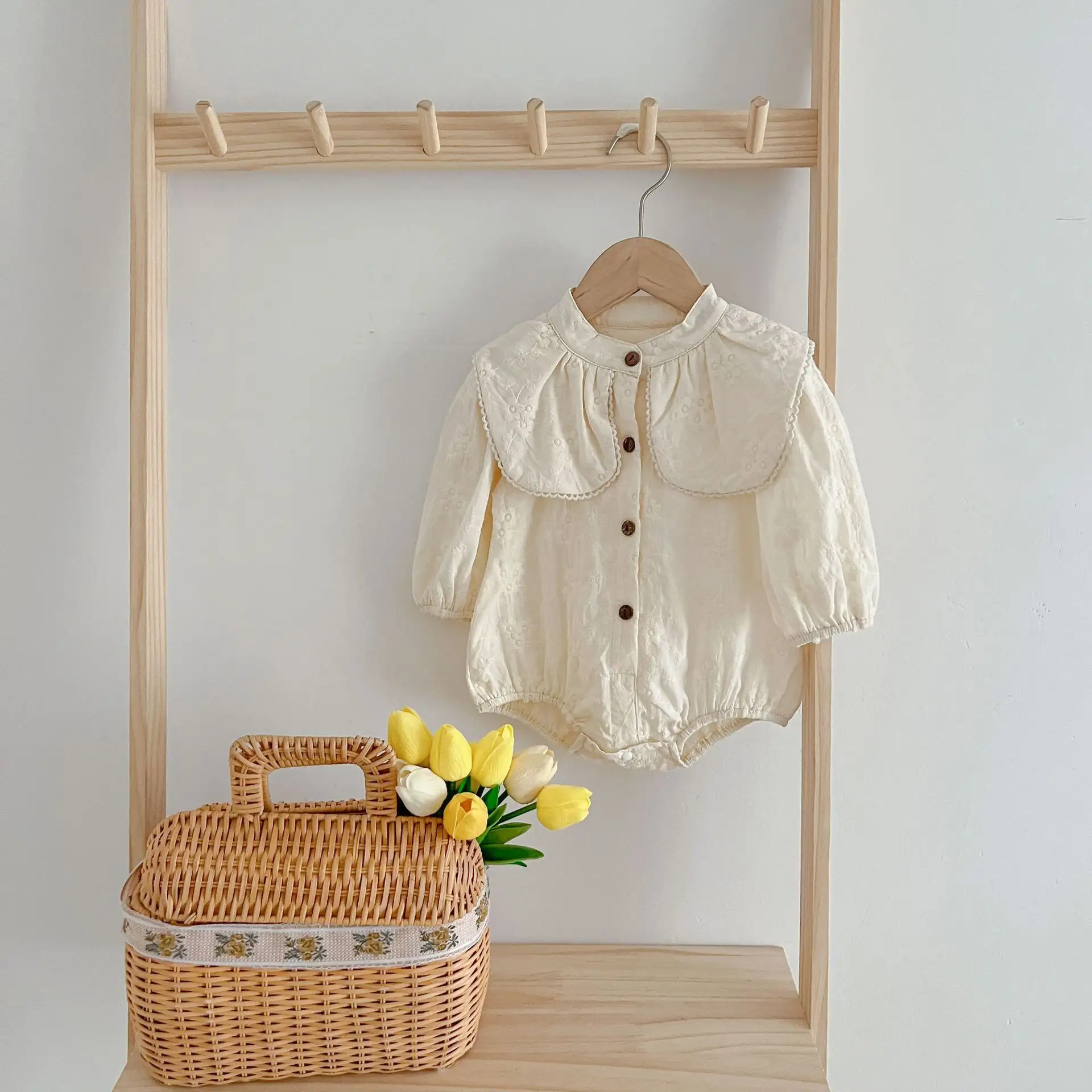 Korean Style Baby Large Lapel Romper Baby Jumpsuits