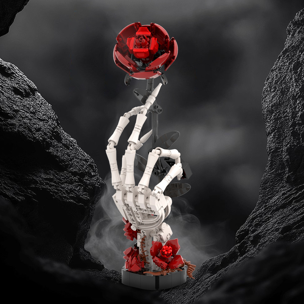 Skull Hand Rose Building Block Toy