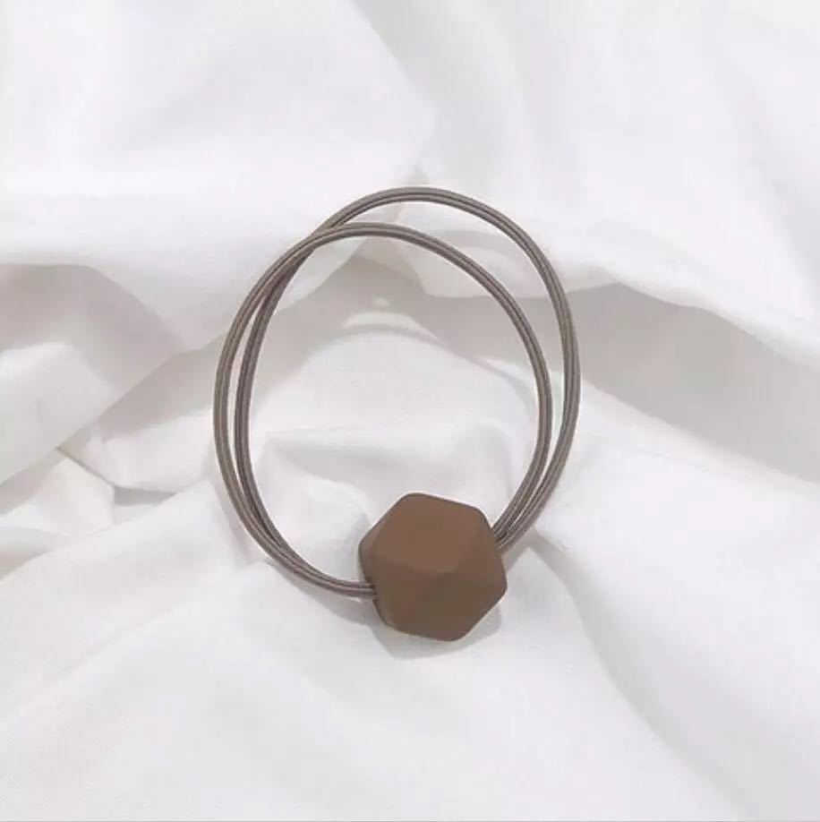 Simple Moradi Color Hair Elastic Band Adult Fashion Temperament Octagonal Beads Hair Ring Milk Tea Brown - Shop at LoveMi