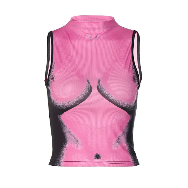 Cropped Round Neck Sleeveless Top For Women Rose Red - Shop at LoveMi