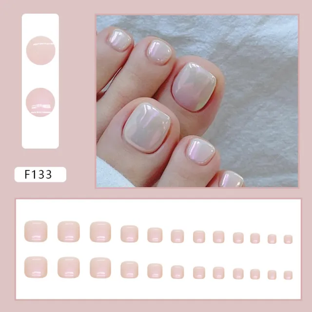 Feet Fake Nails Warm Color Solid Color Aurora Nail Beauty White Feet Nail Tip F133 Warm Aurora Jelly Glue - Shop at LoveMi