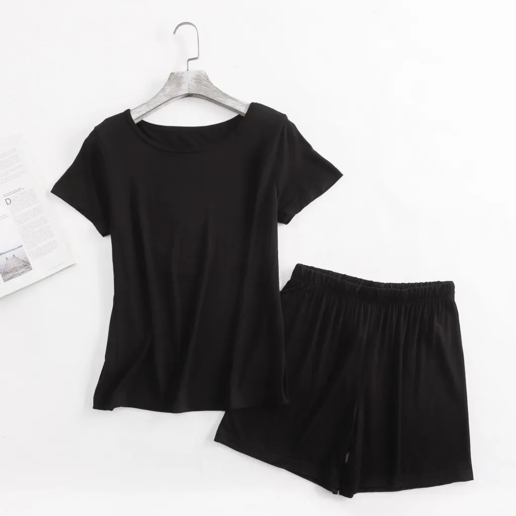 Home Wear Two-piece Thin Summer Plus Size - Black