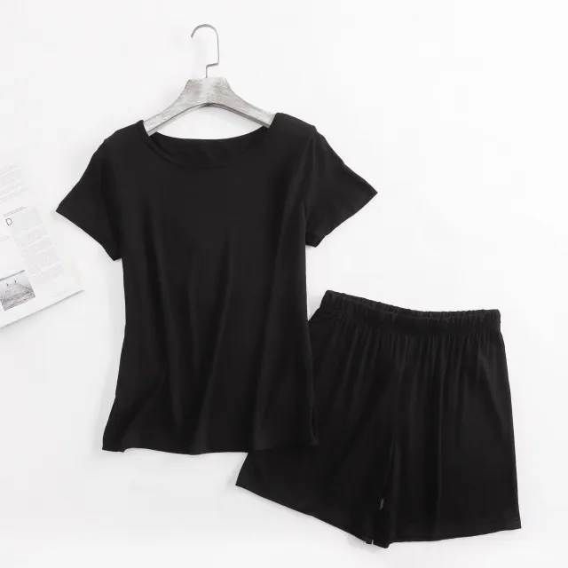 Home Wear Two piece Thin Summer Plus Size Black - Shop at LoveMi