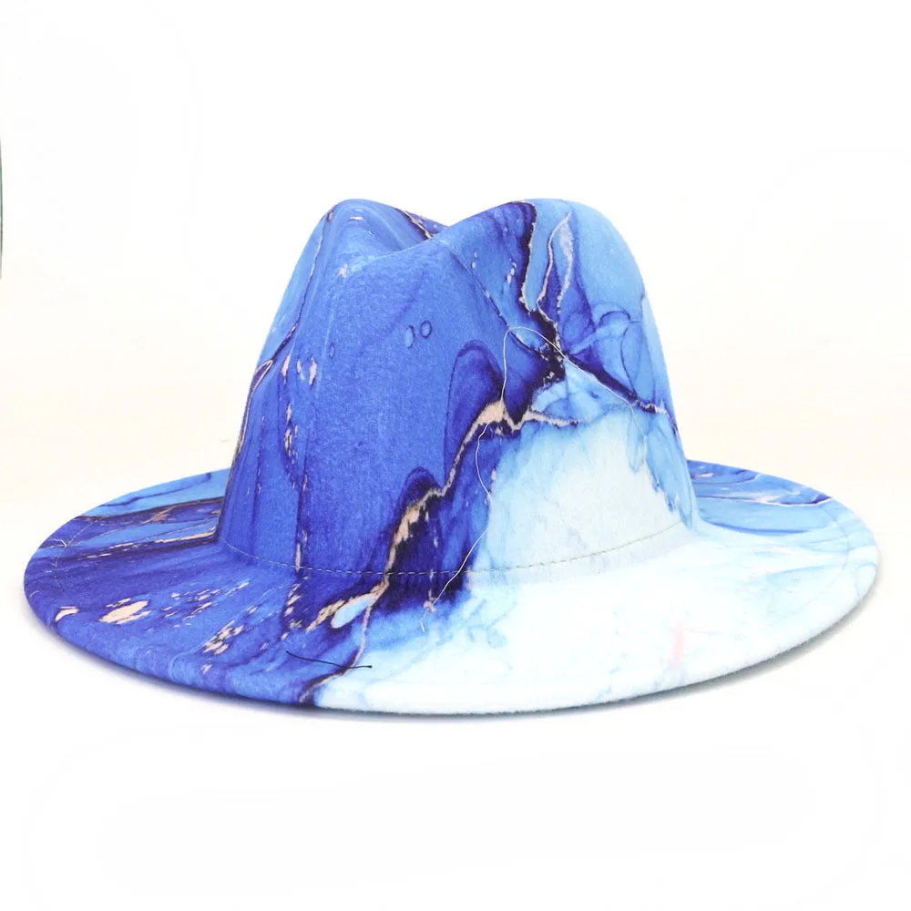 New Digital Printing Woolen Big Jazz Top Hat Big Pressure Hat - Style02