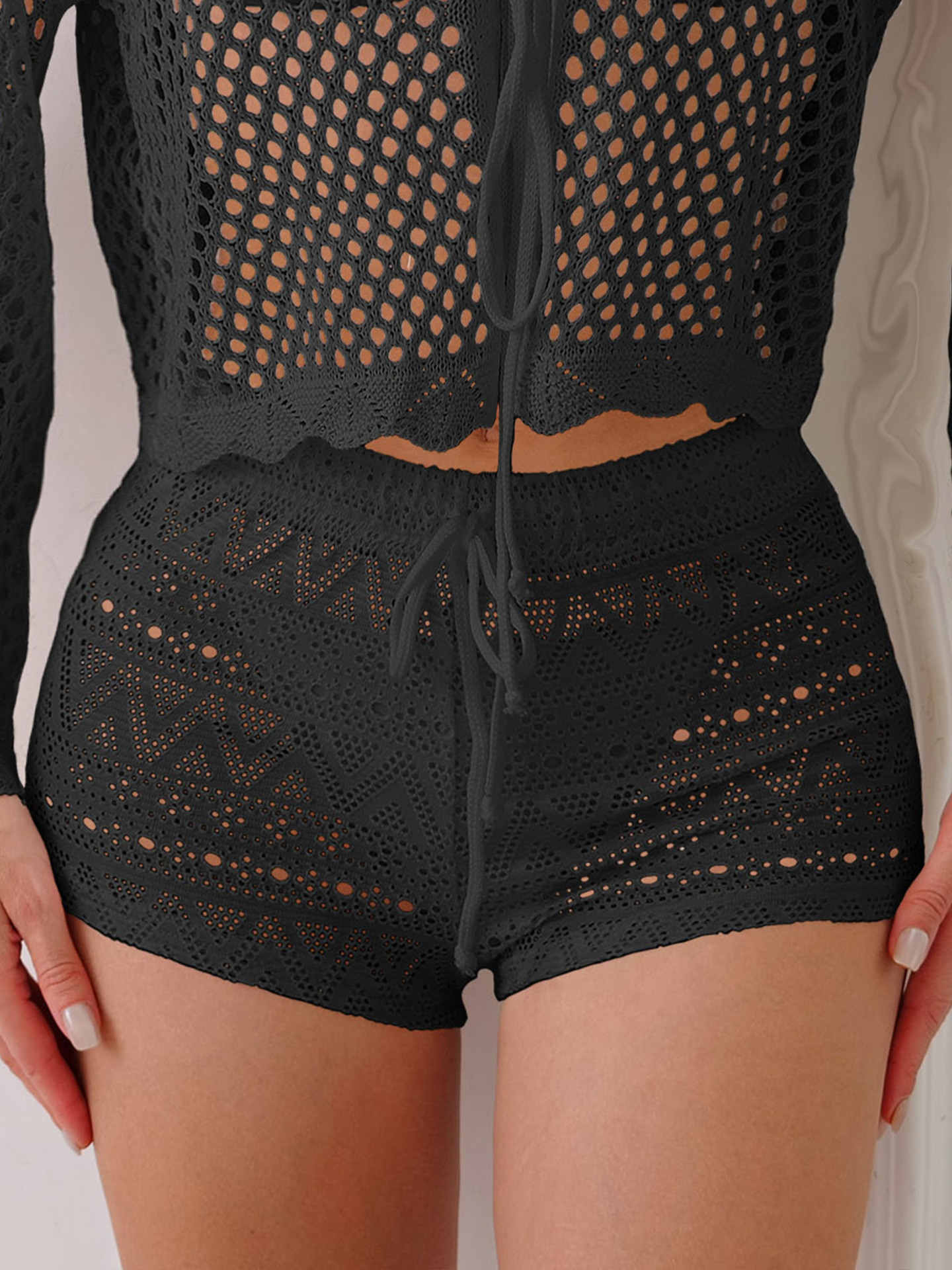 Sexy Hollow-Out Lace Bandage Hot Pants Beach Shorts 41260333 18df 4dde A1cf Bdc398a6f000