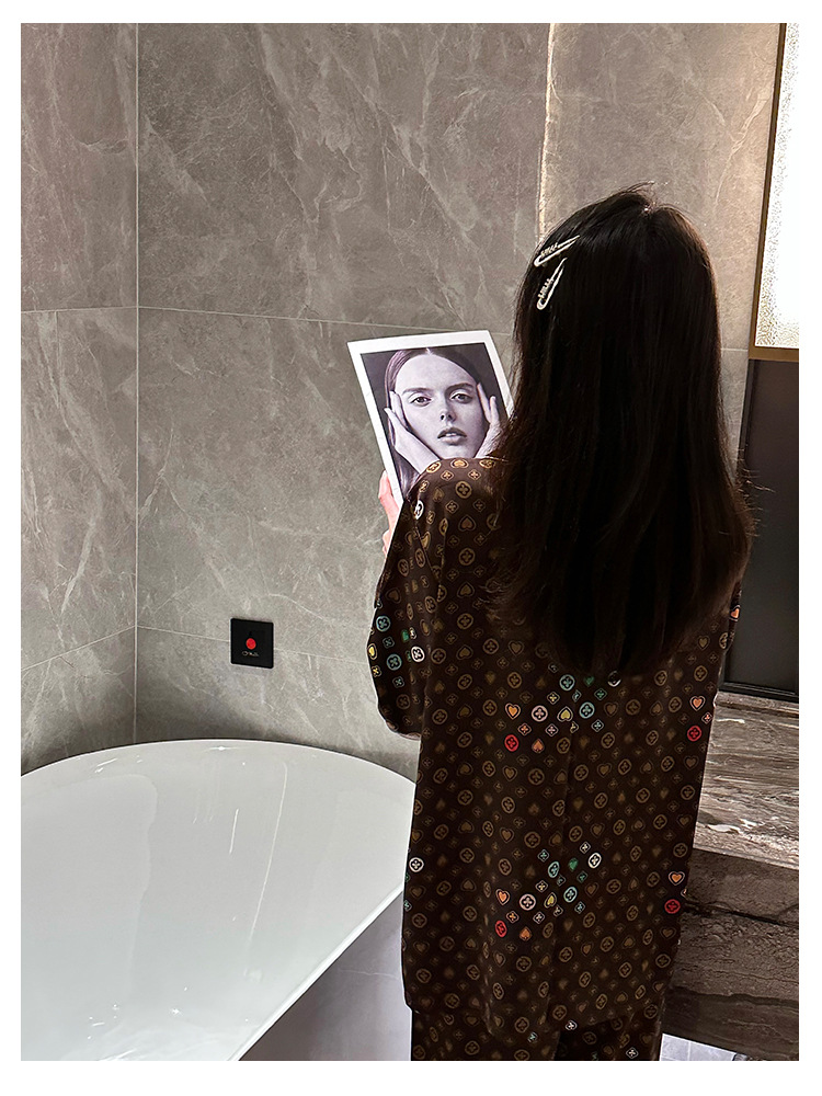 Light Luxury High-grade Pajamas Women's Ice Silk Thin Autumn And Winter Long Sleeve Home Wear Suit