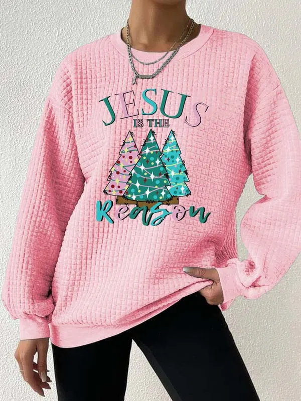 Women's 3D Printed Waffle Crew Neck Sweater A30H1J2323116 L - Shop at LoveMi