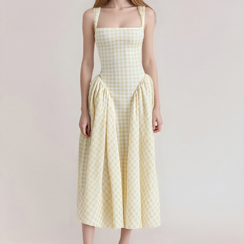 Elegant And Fashionable Printed French-style Slip Dress