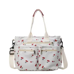 Printed Cherry Women's Shoulder Messenger Bag - Beige - View 1