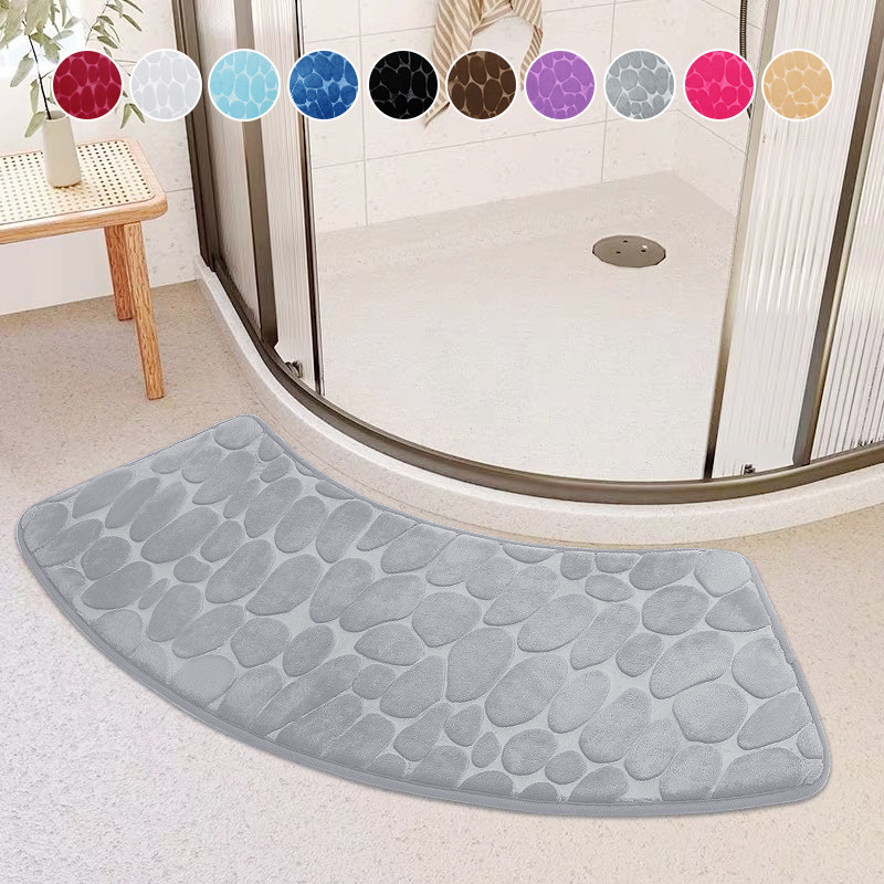 Non-Slip Household Bathroom Fan-Shaped Pebble Floor Mat